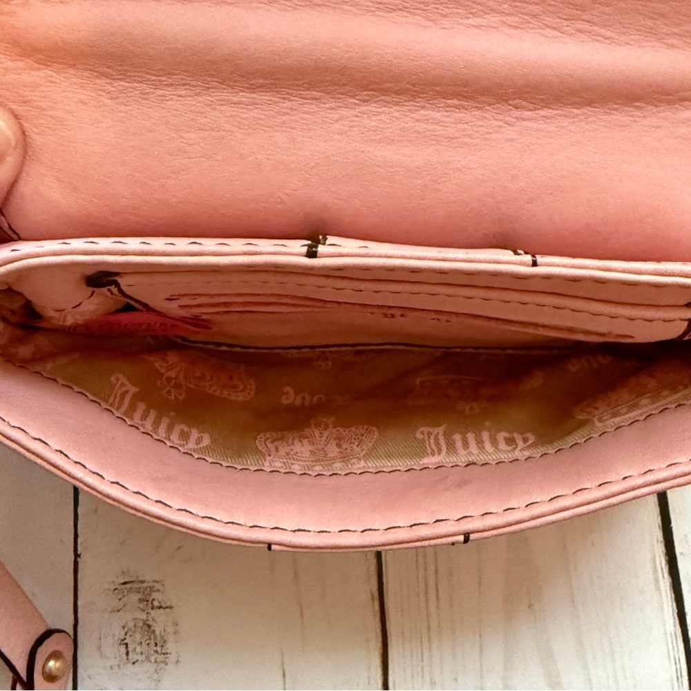 Juicy Couture | Vintage Y2K Pink Leather Wristlet, Gold Accents - Picture 7 of 13